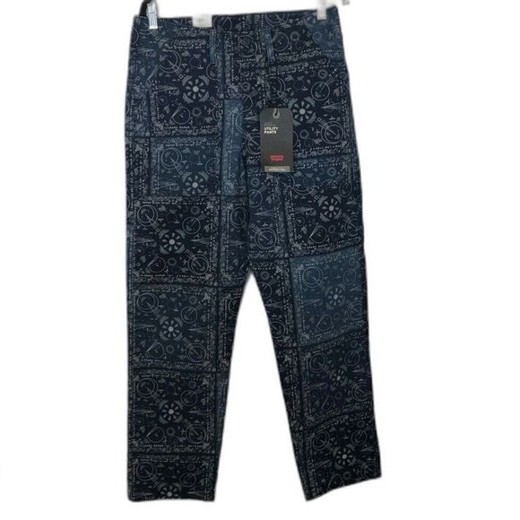 LEVI'S Jean Chore Pants Printed Bandana Straight Leg Men's Size 31x32 Blue White - Picture 10 of 10